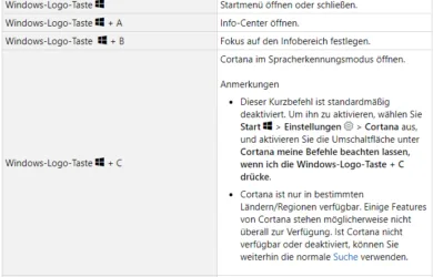 Tastaturkurzbefehle mit der Windows-Logo-Taste